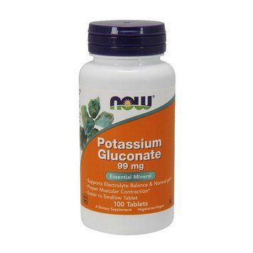 Вітаміни та мінерали NOW Potassium Gluconate 99 mg, 100 таблеток CN11582 фото