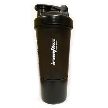Шейкер IronFlex Shaker 500 мл з пружинкою + контейнер, Black CN2493 фото
