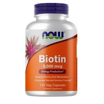 Вітаміни та мінерали NOW Biotin 5000 mcg, 120 вегакапсул CN4447 фото