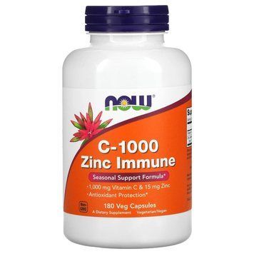 Вітамін С та цинк NOW Vitamin C-1000 & Zinc Immune, 180 вегакапсул для покращення імунної системи CN13415 фото