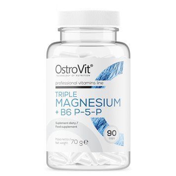 Вітаміни та мінерали OstroVit Triple Magnesium + B6 P-5-P, 90 капсул CN7975 фото