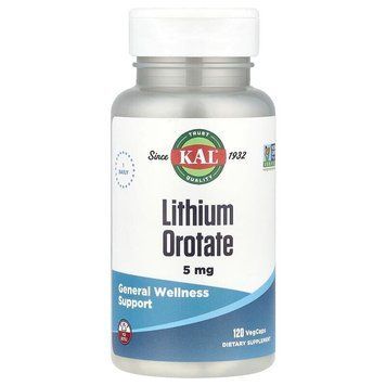 Літіум оротат KAL Lithium Orotate 5 mg, 120 вегакапсул CN17240 фото