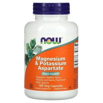 Аспартат магнію та калію NOW Magnesium & Potassium Aspartate with Taurine, 120 капсул CN13975 фото