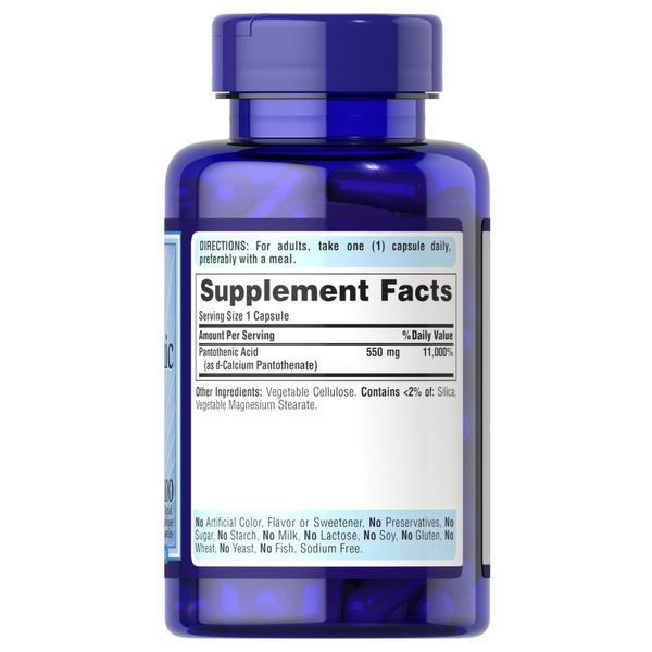 Вітаміни та мінерали Puritan's Pride Pantothenic Acid 550 mg, 100 капсул CN13016 фото