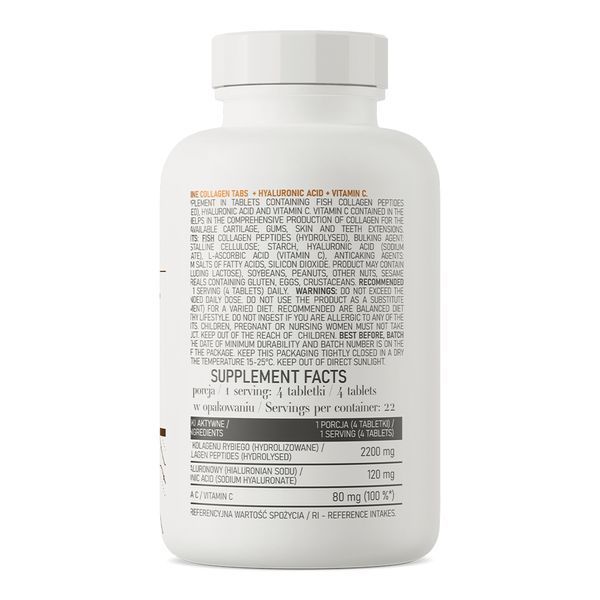 Колаген OstroVit Marine Collagen with Hyaluronic Acid and Vitamin C, 90 таблеток з гіалуроновою кислотою і вітаміном С CN13819 фото