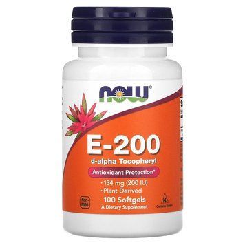 D-альфа-токоферилацетат NOW Vitamin E-200 D-Alpha Tocopheryl, 100 капсул CN13416 фото