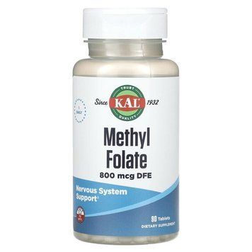 Фолієва кислота KAL Methyl Folate 800 mcg, 90 таблеток CN17243 фото