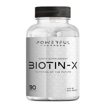Біотин Powerful Progress Biotin-X 5000 mcg, 90 капсул для підтримки шкіри, волосся та нігтів. CN15060 фото