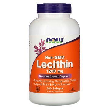 Натуральна добавка NOW Lecithin 1200 mg, 200 капсул CN11361 фото