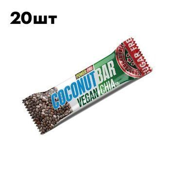 Блок батончиків Power Pro Coconut Bar Vegan Chia Sugar Free, 20*50 грам CN17174 фото