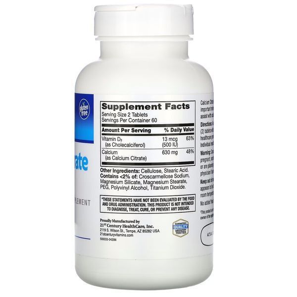 Вітаміни та мінерали 21st Century Calcium Citrate +D3 Maximum, 120 таблеток CN4943 фото