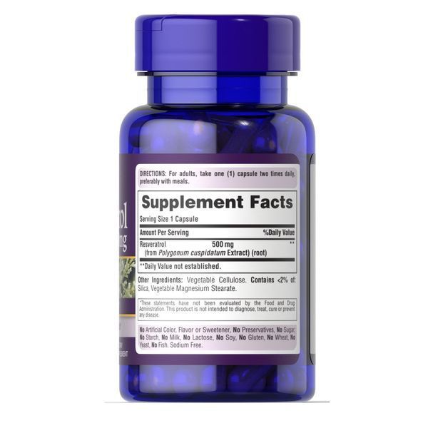 Натуральна добавка Puritan's Pride Resveratrol 500 mg, 30 капсул CN13033 фото