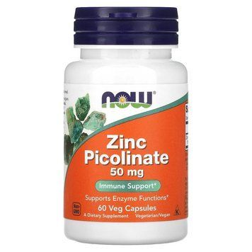 Цинк піколінат NOW Zinc Picolinate 50 mg, 60 вегакапсул для підтримки імунітету CN13423 фото
