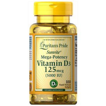Вітаміни та мінерали Puritan's Pride Vitamin D3 5000 IU, 100 капсул CN6215 фото