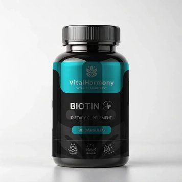 Біотин VitalHarmony Biotin Plus, 90 капсул для підтримки здоров'я волосся, шкіри та нігтів CN16690 фото