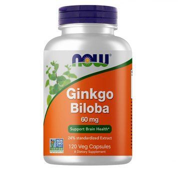 Натуральна добавка NOW Ginkgo Biloba 60 mg, 120 вегакапсул CN4482 фото