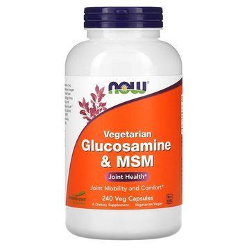 Препарат для суглобів і зв'язок NOW Vegetarian Glucosamine & MSM, 240 вегакапсул CN12596 фото