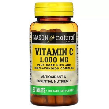 Вітаміни та мінерали Mason Natural Vitamin C 1000 mg with Rose Hips and Bioflavonoids Complex, 90 таблеток CN10976 фото