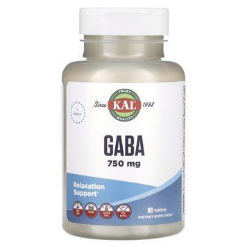 Гамма-аміномасляна кислота KAL GABA 750 mg, 90 таблеток для підтримки нервової системи CN16513 фото