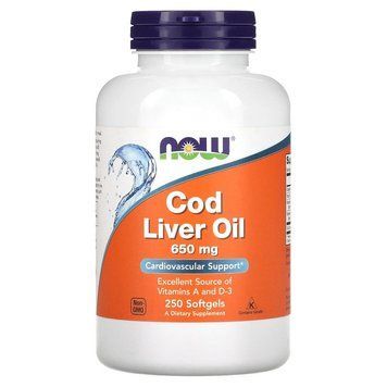 Масло з печінки тріски NOW Cod Liver Oil 650 mg, 250 капсул CN13450 фото