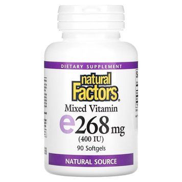 Суміш токоферолів Natural Factors Mixed Vitamin E 268 mg, 90 капсул для антиоксидантного захисту CN16758 фото
