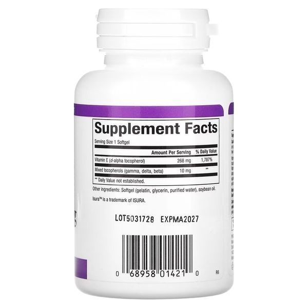 Суміш токоферолів Natural Factors Mixed Vitamin E 268 mg, 90 капсул для антиоксидантного захисту CN16758 фото