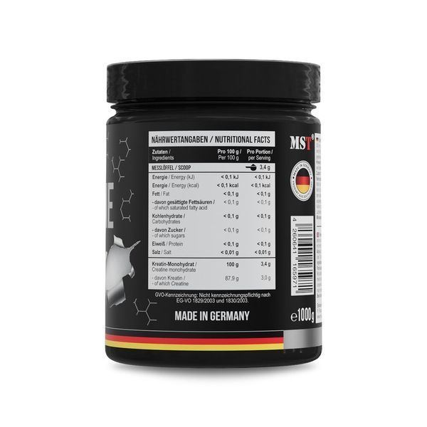 Креатин моногідрат MST Nutrition Creatine Micronised, 1 кг для підтримки м'язового росту CN16391 фото