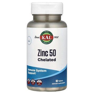 Хелатний цинк KAL Zinc 50 Chelated, 90 таблеток CN17249 фото