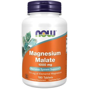 Вітаміни та мінерали NOW Magnesium Malate 1000 mg, 180 таблеток CN10499 фото