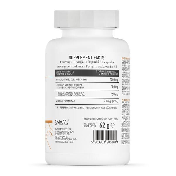 Омега-3 OstroVit Omega 3 Easy to Swallow, 90 капсул для підтримки серцево-судинної системи CN14357 фото