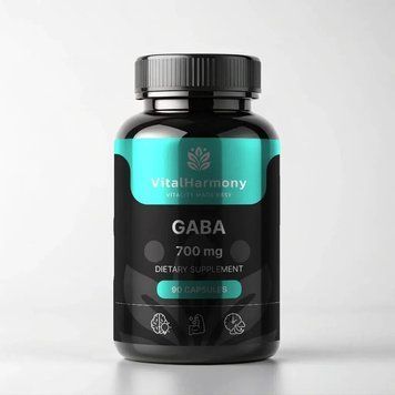 Гамма-аміномасляна кислота VitalHarmony Gaba 700 mg, 90 капсул для розслабленню та зниження стресу CN16693 фото