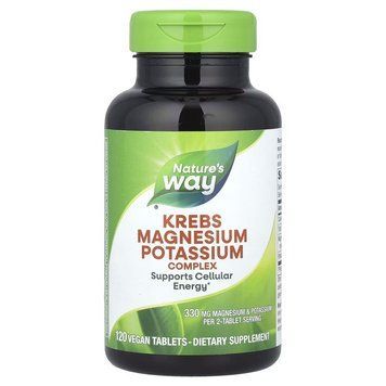 Магній лізинат та калій цитрат Nature's Way Krebs Magnesium Potassium, 120 вегакапсул для підтримки загального здоров'я організму CN16188 фото