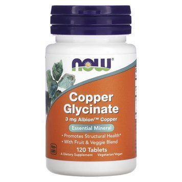 Гліцинат міді NOW Copper Glycinate 3 mg, 120 таблеток CN16926 фото