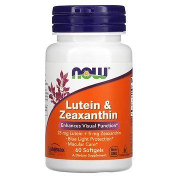 Натуральна добавка NOW Lutein & Zeaxanthin, 60 капсул CN11370 фото