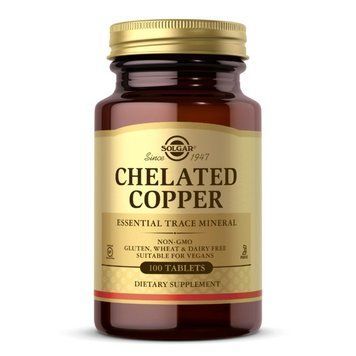 Вітаміни та мінерали Solgar Chelated Copper, 100 таблеток CN6062 фото