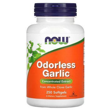 Натуральна добавка NOW Odorless Garlic, 250 капсул CN11501 фото