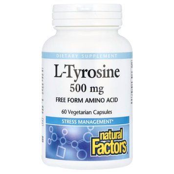L-тирозин Natural Factors L-Tyrosine 1000 mg, 60 вегакапсул для підтримки мозку CN16769 фото