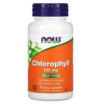 Натуральна добавка NOW Chlorophyll 100 mg, 90 вегакапсул CN10306 фото