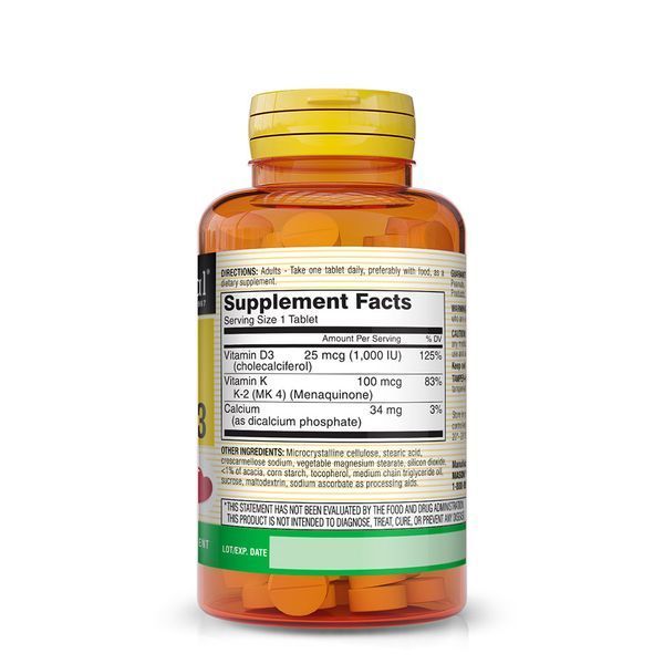 Вітаміни та мінерали Mason Natural Vitamin K2 100 mcg plus Vitamin D3, 100 таблеток CN11290 фото