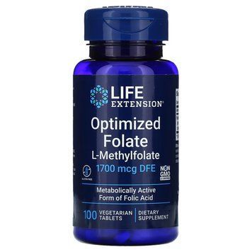 Вітаміни та мінерали Life Extension Optimized Folate 1700 mcg, 100 таблеток CN10828 фото