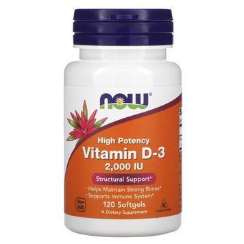 Вітаміни та мінерали NOW Vitamin D3 2000 IU, 120 капсул CN6229 фото