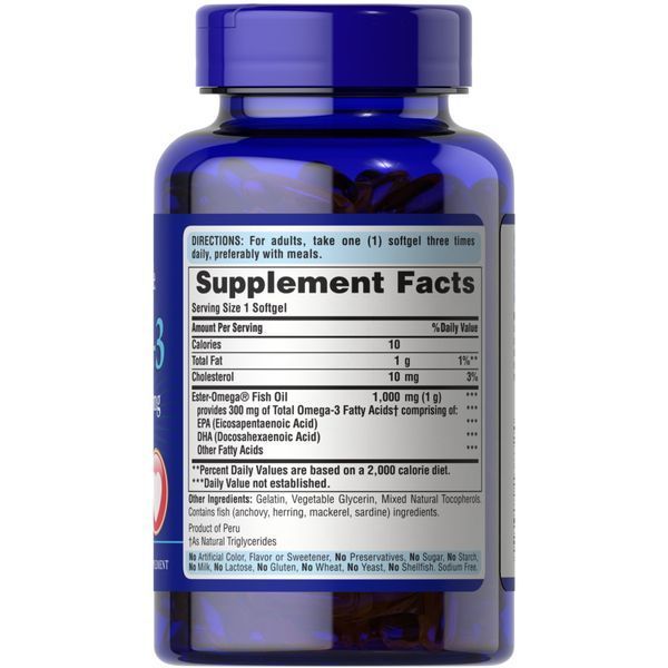 Жирні кислоти Puritan's Pride Omega 3 Fish Oil 1000 mg, 100 капсул CN2373 фото