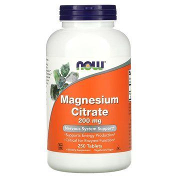 Вітаміни та мінерали NOW Magnesium Citrate 200 mg, 250 таблеток CN11377 фото