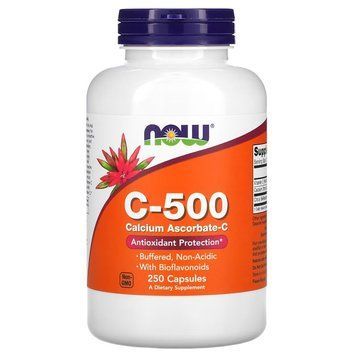 Вітаміни та мінерали NOW Vitamin C-500 Calcium Ascorbate, 250 капсул CN12479 фото
