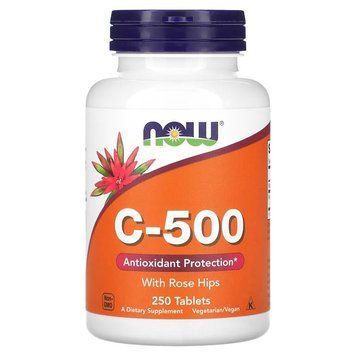 Вітаміни та мінерали NOW Vitamin C-500 Rose Hips, 250 таблеток CN12481 фото