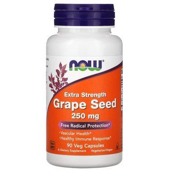 Натуральна добавка NOW Grape Seed 250 mg, 90 вегакапсул CN11518 фото