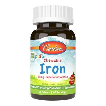 Вітаміни та мінерали Carlson Labs Kid's Chewable Iron, 60 таблеток - Полуниця CN10052-1 фото