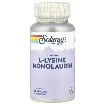 L-лізин та монолаурин Solaray L-Lysine Monolaurin, 60 вегакапсул для підтримки імунної системи CN16603 фото