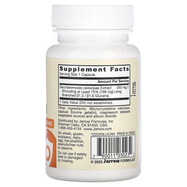 Бета-глюкан Jarrow Formulas Beta Glucan 250 mg, 60 капсул для підтримки імунної системи CN15899 фото