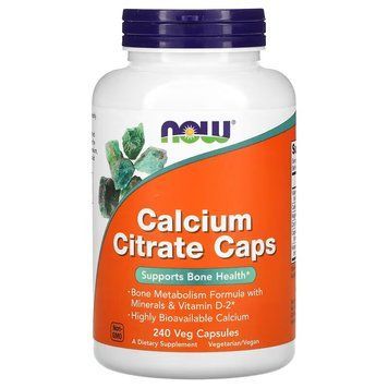 Вітаміни та мінерали NOW Calcium Citrate Caps, 240 вегакапсул CN10223 фото
